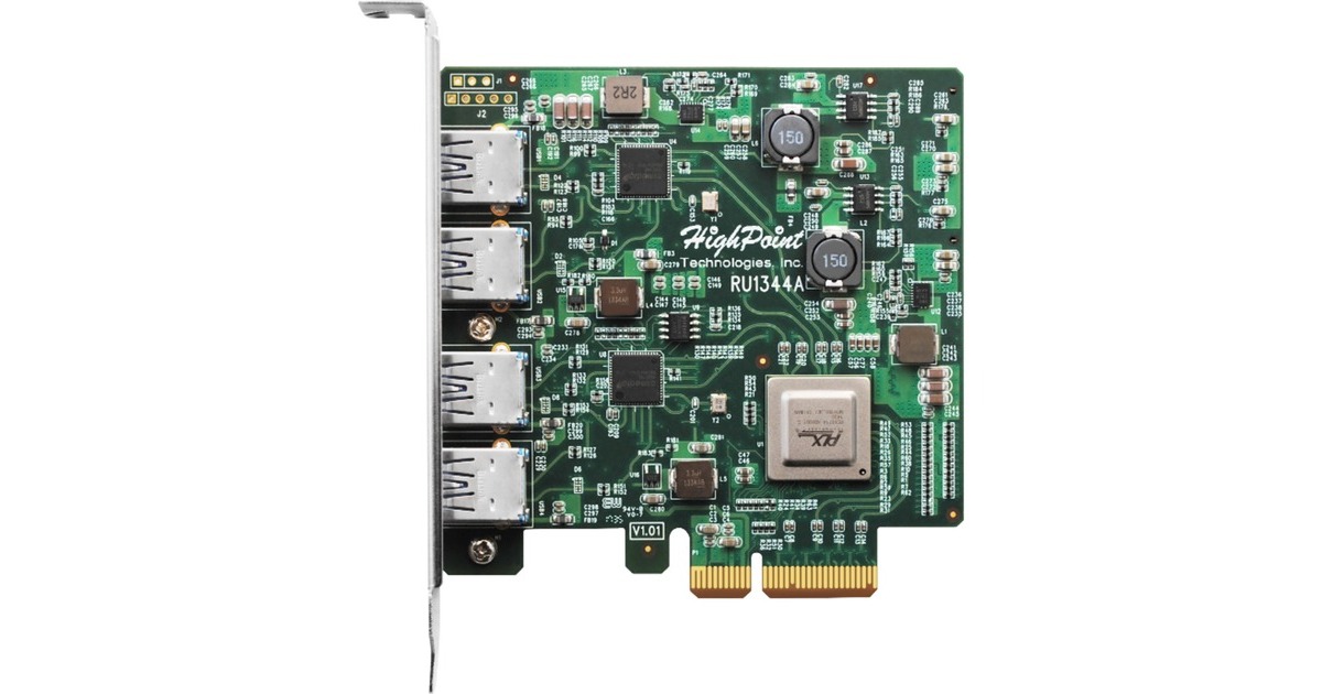 HighPoint RocketU 1244A PCIe 3.0 x8 4x10GB/s, USB-Controller