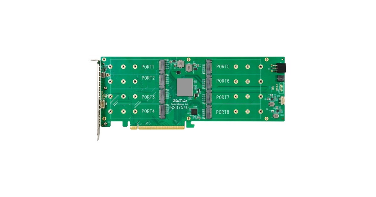 HighPoint Rocket 1508 8x M.2 Port zu PCIe 4.0 x16 NVMe HBA C, Schnittstellenkarte