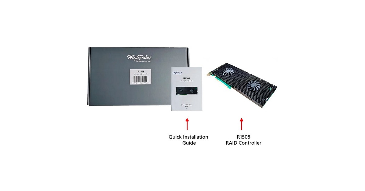HighPoint Rocket 1508 8x M.2 Port zu PCIe 4.0 x16 NVMe HBA C, Schnittstellenkarte