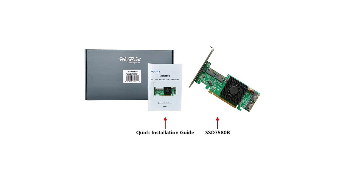 HighPoint SSD7580B PCIe 4.0x16 8x U.2P NVMe, Schnittstellenkarte