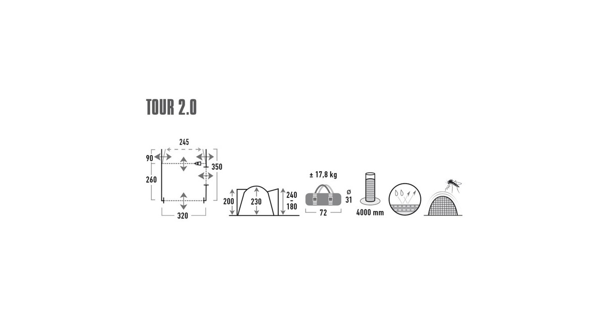 High Peak Busvorzelt Tour 2.0(grau/limette)