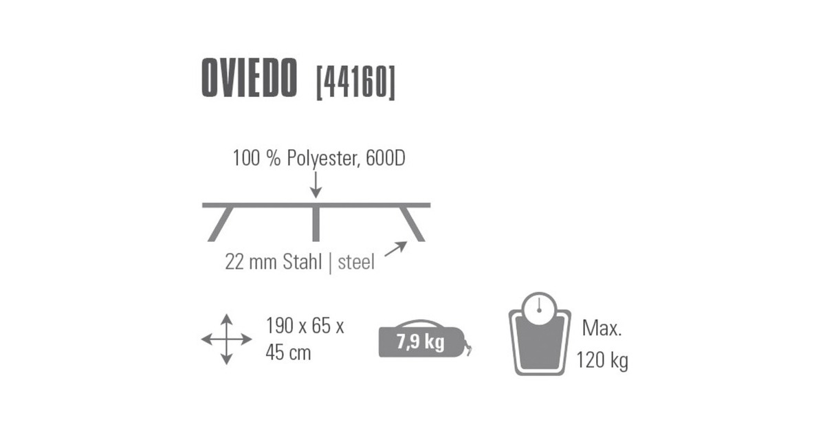 High Peak Campingliege Oviedo 44160, Camping-Bett(grau)