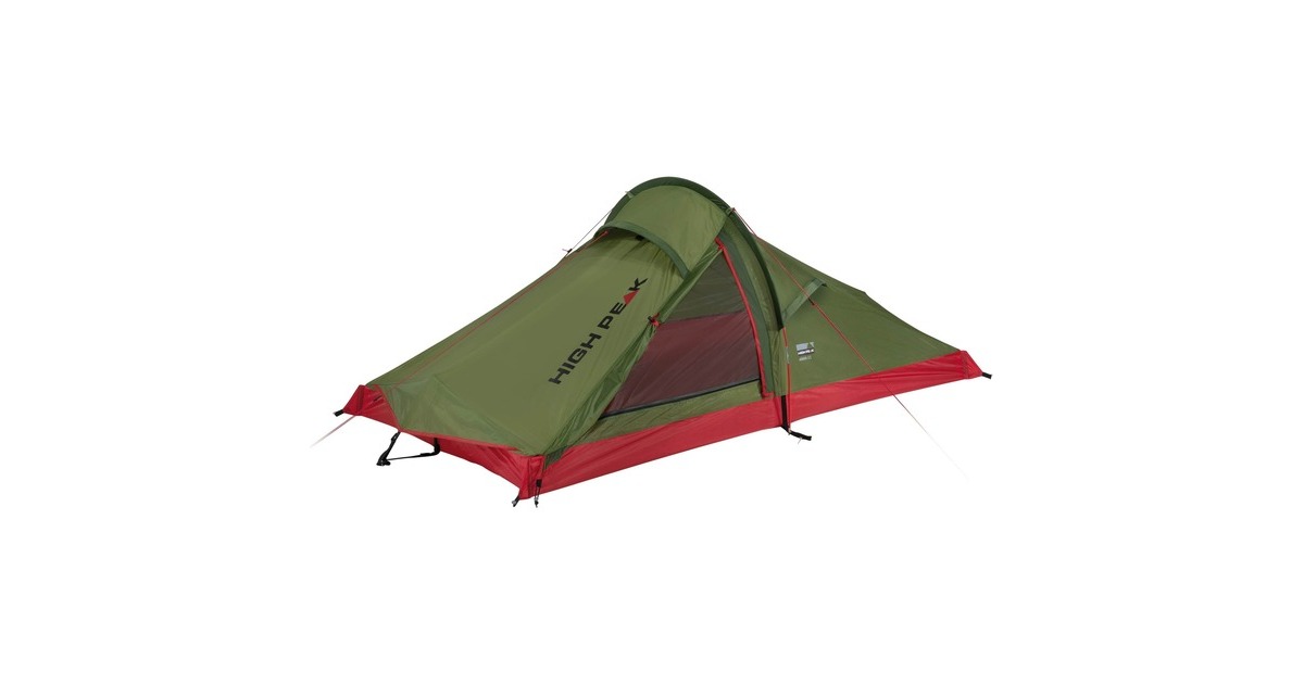 High Peak Einbogenzelt Siskin 2.0 LW(olivgrün/rot, Leichtgewichtzelt, Modell 2022)