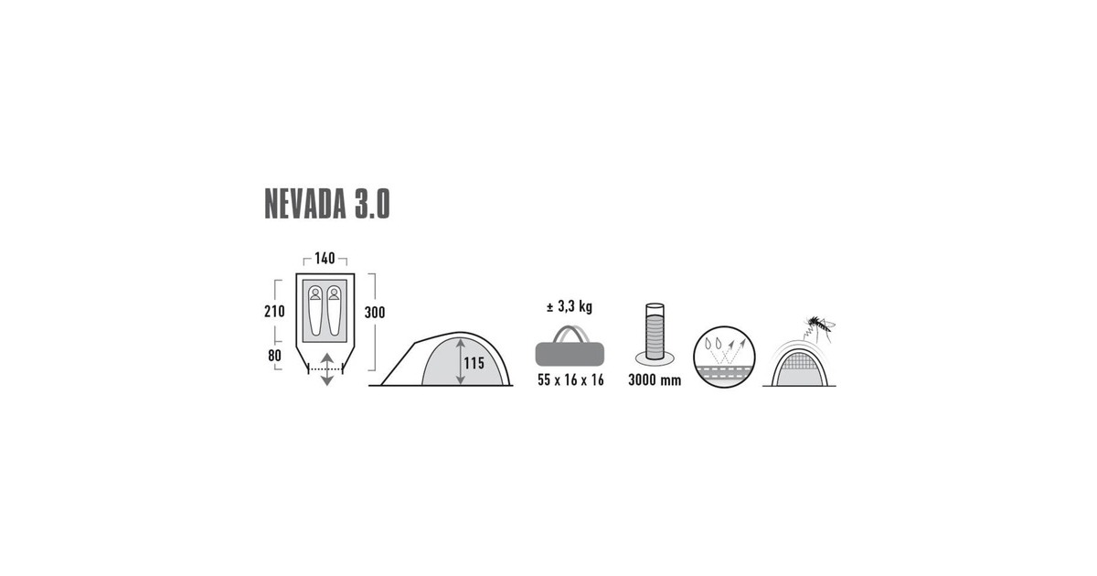 High Peak Kuppelzelt Nevada 3.0 Climate Protection 80(grau/neon-grün)