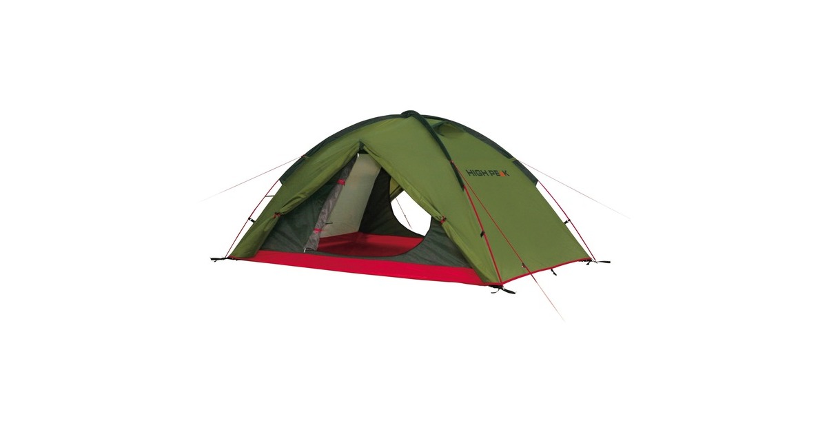 High Peak Kuppelzelt Woodpecker 3 LW(grün/rot, mit Vorbau für Gepäck)
