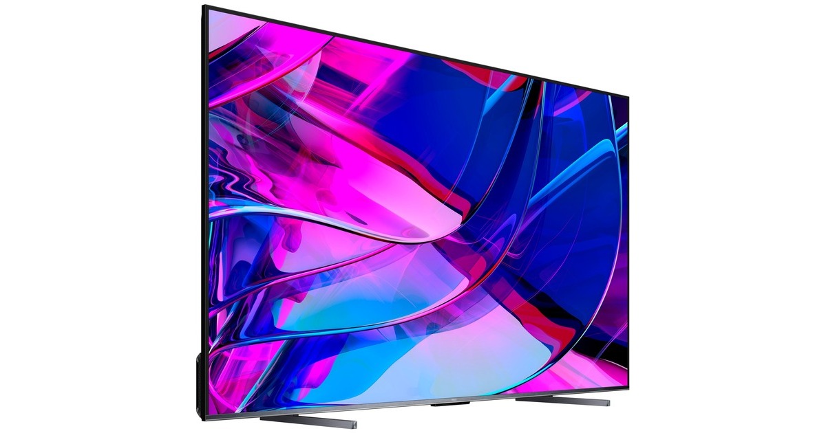 Hisense 55E77KQ, LED-Fernseher(139 cm (55 Zoll), schwarz, UltraHD/4K, Triple Tuner, HDR10, WLAN, LAN, Bluetooth)