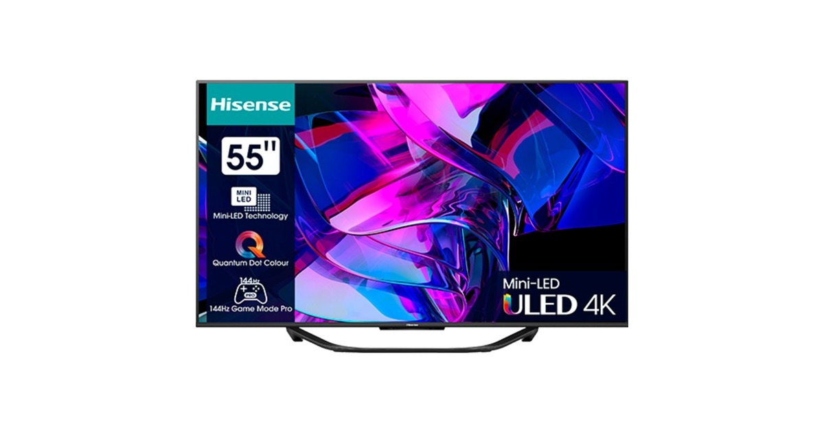 Hisense 55U7KQ, LED-Fernseher(139 cm (55 Zoll), silber, UltraHD/4K, Triple Tuner, HDR10+, WLAN, LAN, Bluetooth, 120Hz Panel)