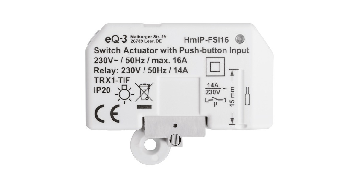 Homematic IP Schaltaktor mit Tastereingang (HmIP-FSI16), Schalter(weiß, Unterputz)