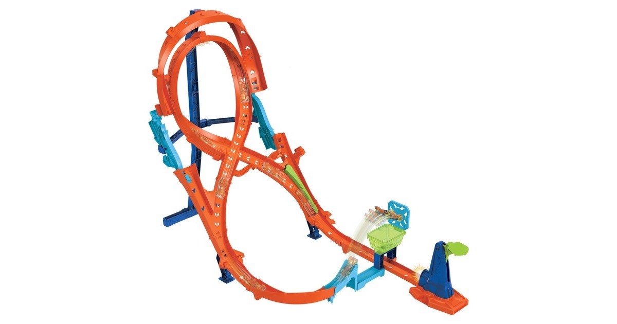 Hot Wheels Action Vertikaler 8er-Kurvensprung, Rennbahn(inkl. 1 Spielzeugauto)