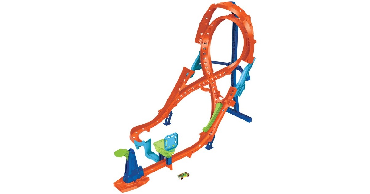 Hot Wheels Action Vertikaler 8er-Kurvensprung, Rennbahn(inkl. 1 Spielzeugauto)