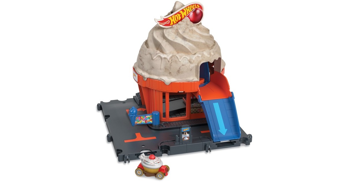 Hot Wheels City Eiscrem-Strudel, Rennbahn(inkl. 1 Spielzeugauto)