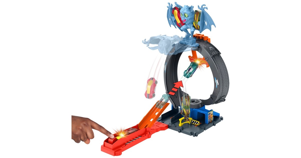 Hot Wheels City Nemesis Bat vs Tire Shop, Rennbahn