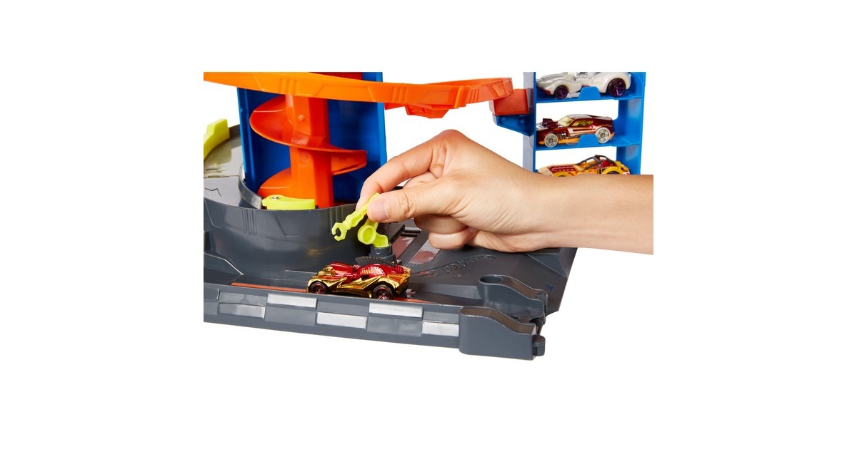 Hot Wheels City Power-Parkgarage Spielset, Spielgebäude(Inkl. Fahrzeug)