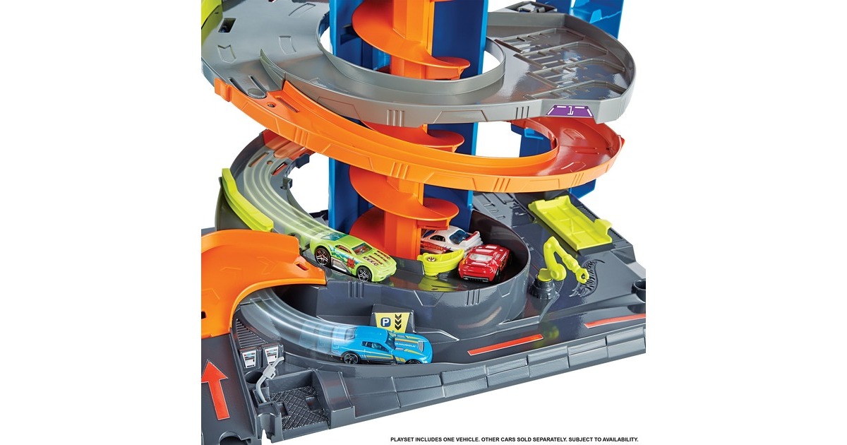 Hot Wheels City Power-Parkgarage Spielset, Spielgebäude(Inkl. Fahrzeug)