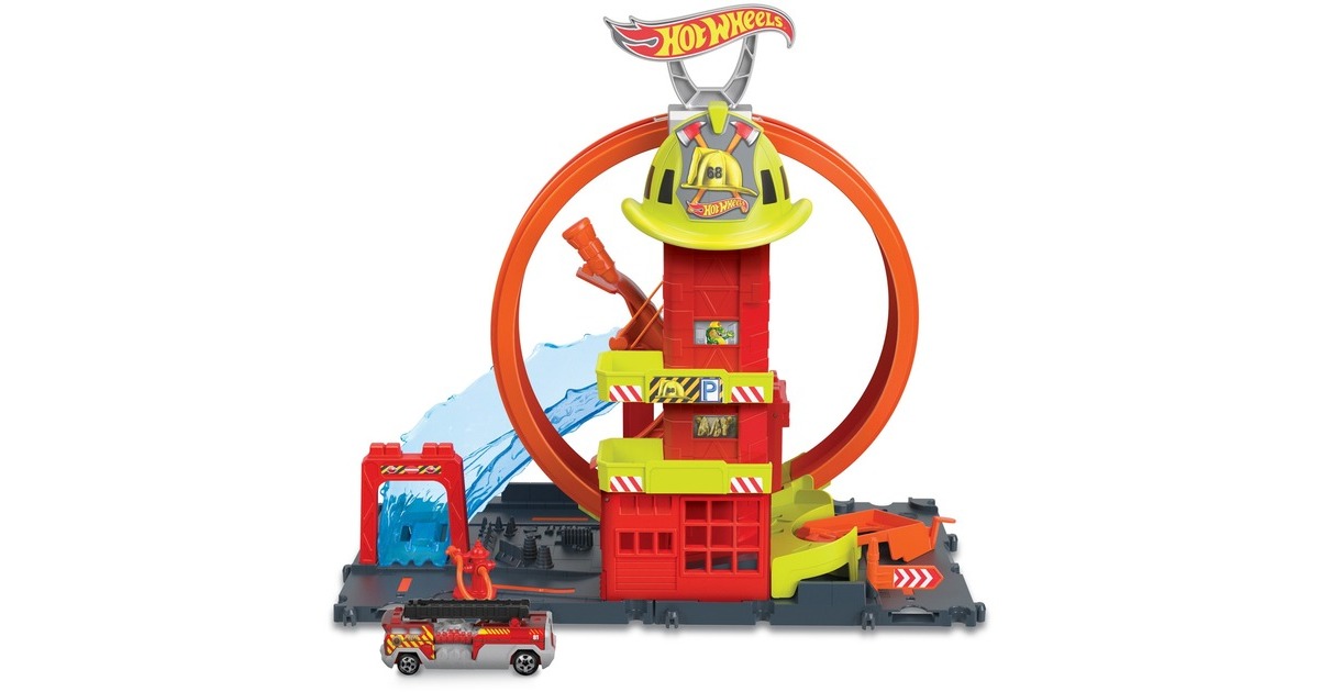 Hot Wheels City Super Fire Station, Rennbahn(inkl. 1 Spielzeugauto)