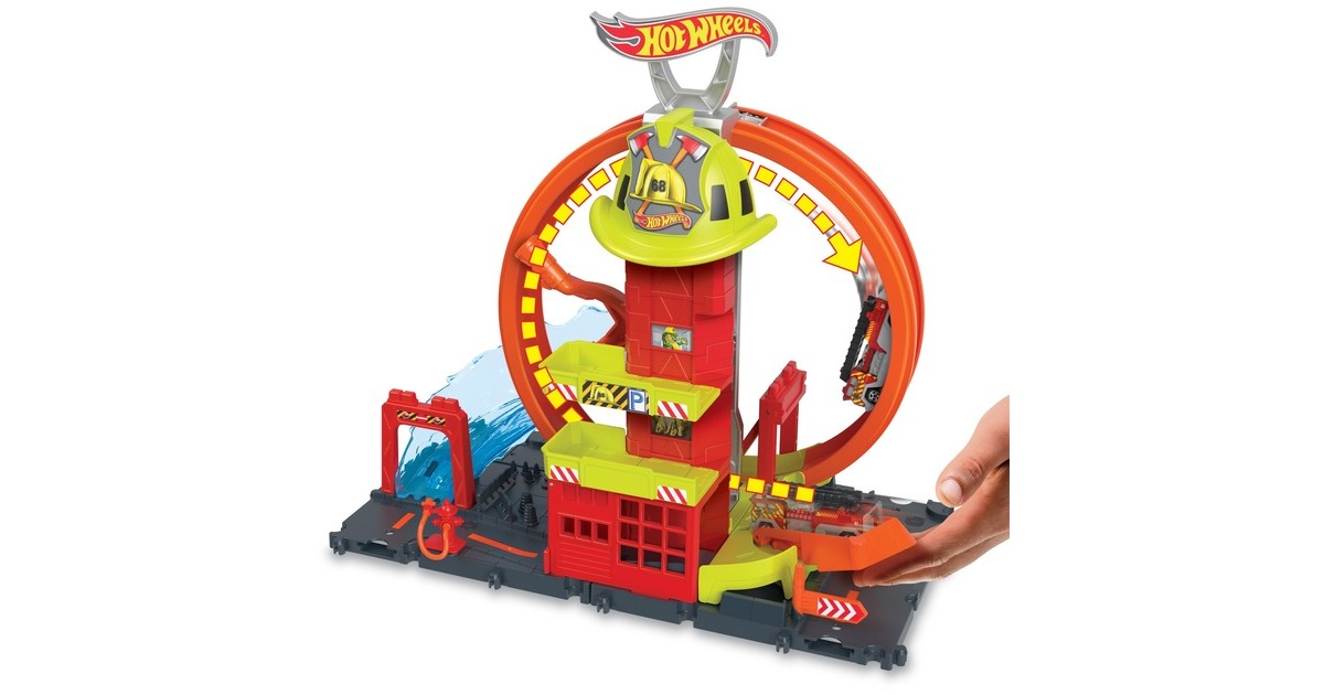 Hot Wheels City Super Fire Station, Rennbahn(inkl. 1 Spielzeugauto)