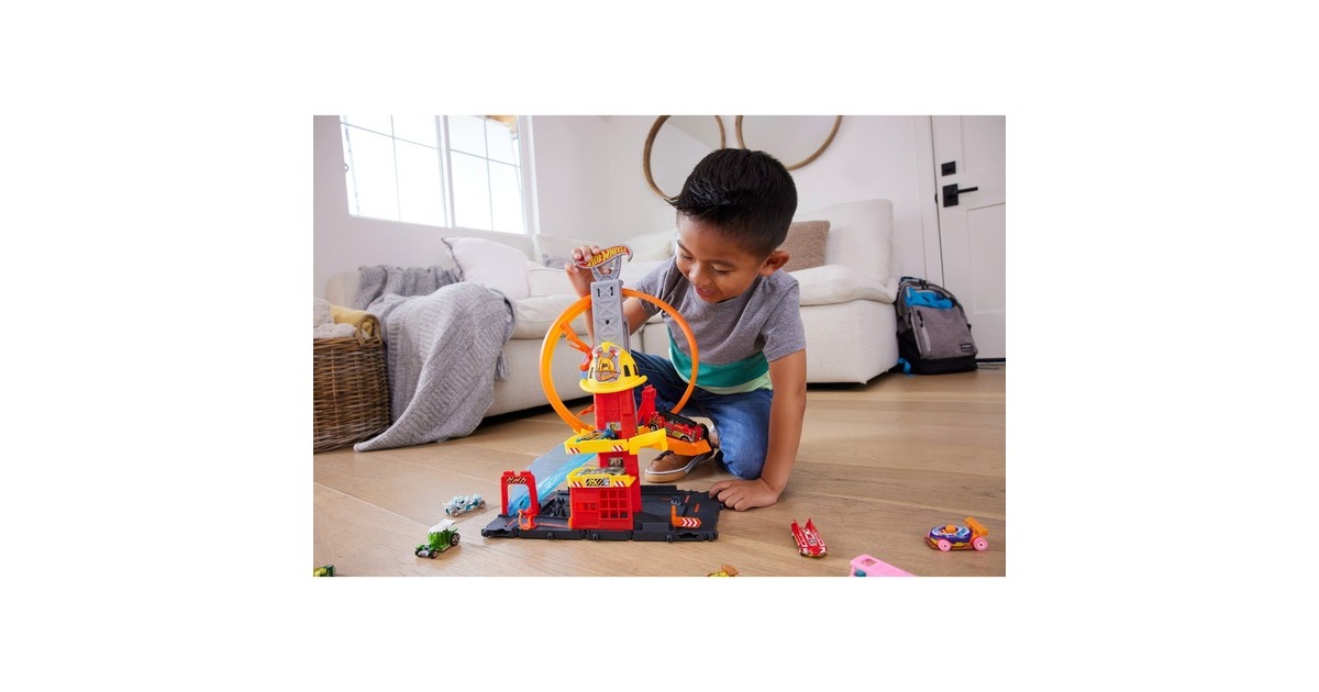 Hot Wheels City Super Fire Station, Rennbahn(inkl. 1 Spielzeugauto)