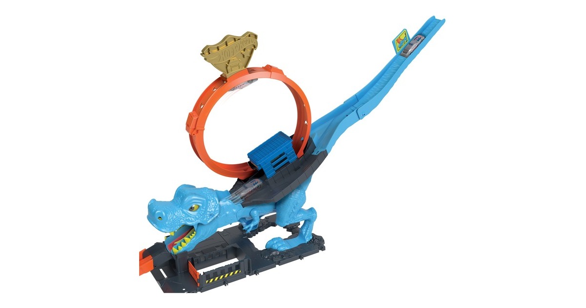 Hot Wheels City T-Rex Attacke Spielset, Rennbahn(inkl. 1 Spielzeugauto)