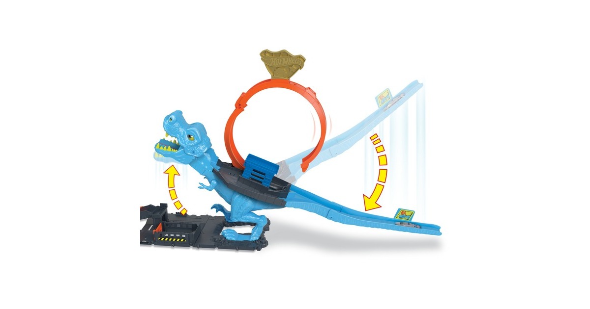 Hot Wheels City T-Rex Attacke Spielset, Rennbahn(inkl. 1 Spielzeugauto)