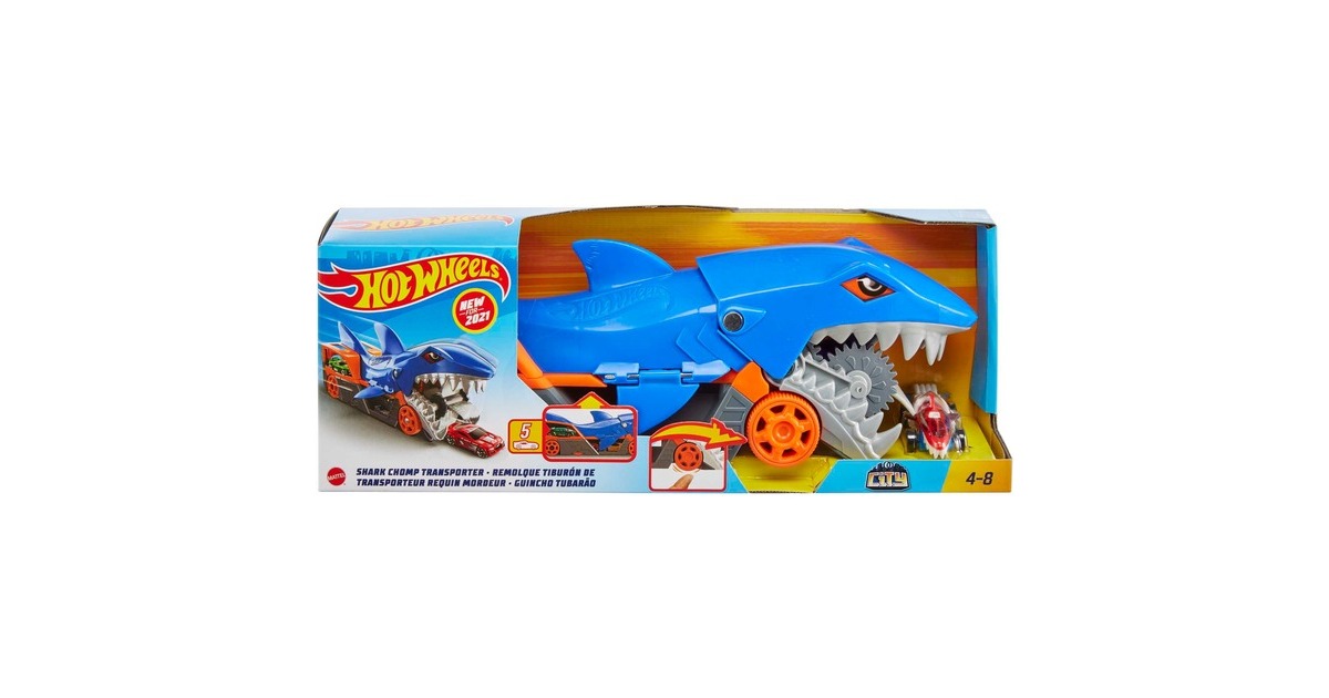 Hot Wheels Hungriger Hai-Transporter, Spielfahrzeug