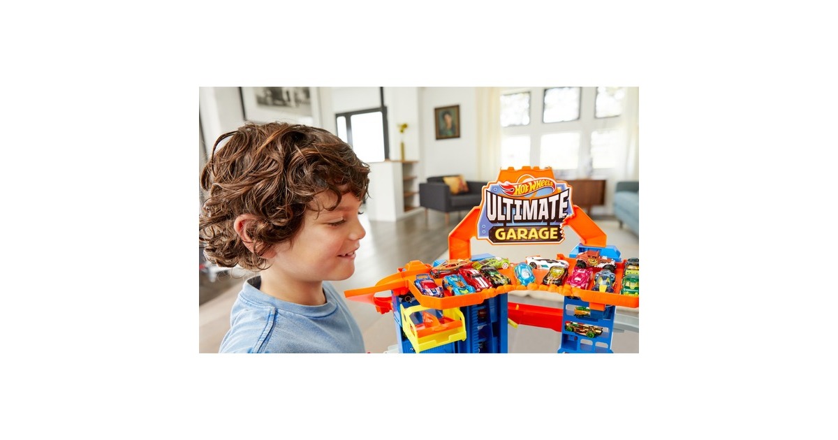 Hot Wheels Megacity Parkgarage mit T-Rex-Angriff, Spielgebäude(Inkl. 2 Hot Wheels Fahrzeuge)