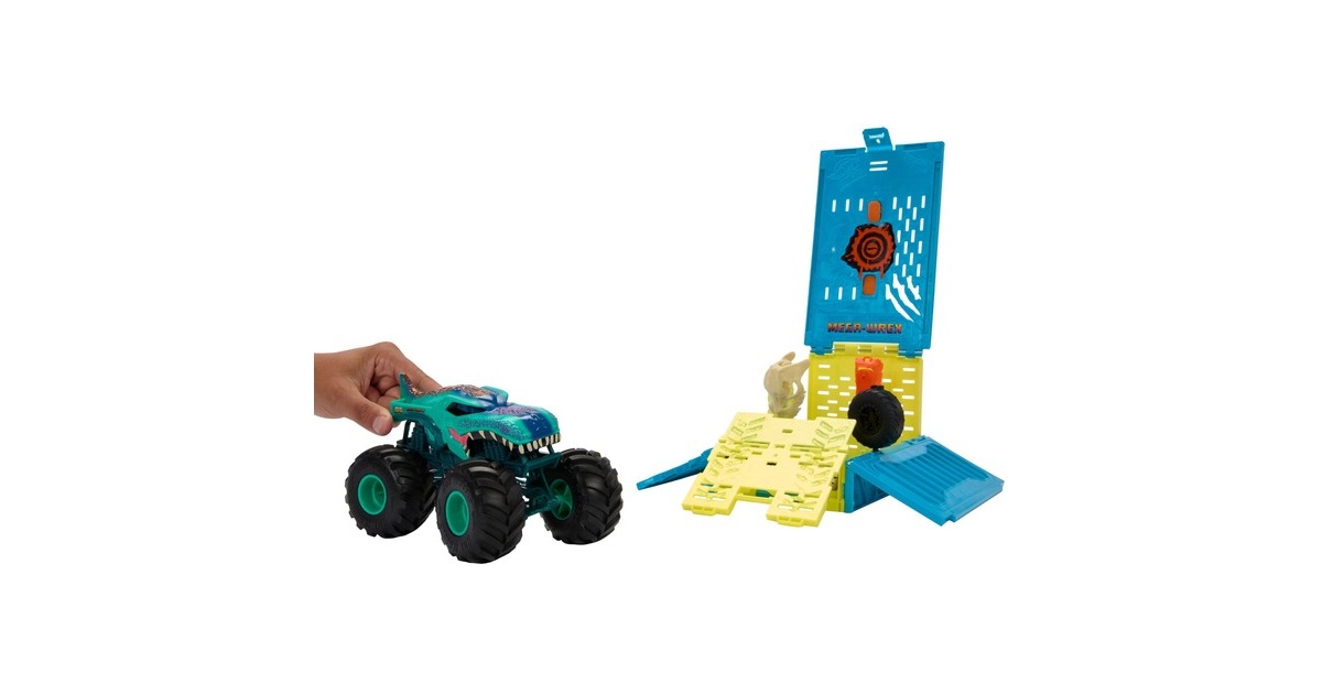Hot Wheels Monster Trucks Mega Wrex Oversized Crash Cage (1:24), Spielfahrzeug