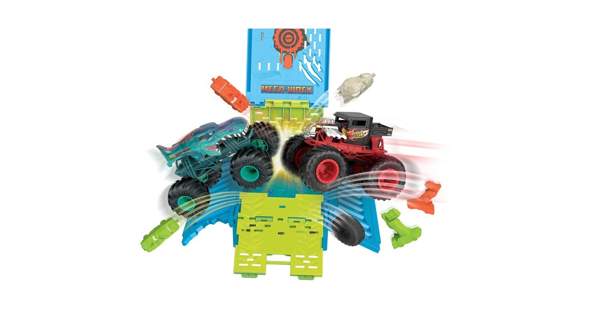 Hot Wheels Monster Trucks Mega Wrex Oversized Crash Cage (1:24), Spielfahrzeug