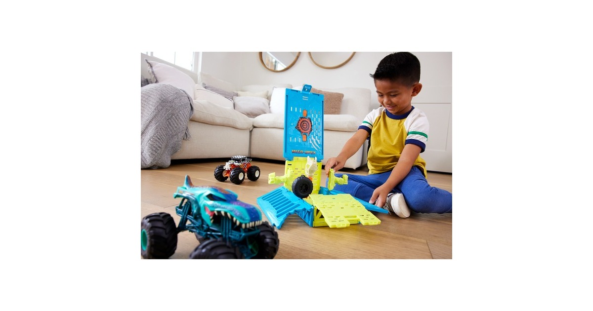 Hot Wheels Monster Trucks Mega Wrex Oversized Crash Cage (1:24), Spielfahrzeug