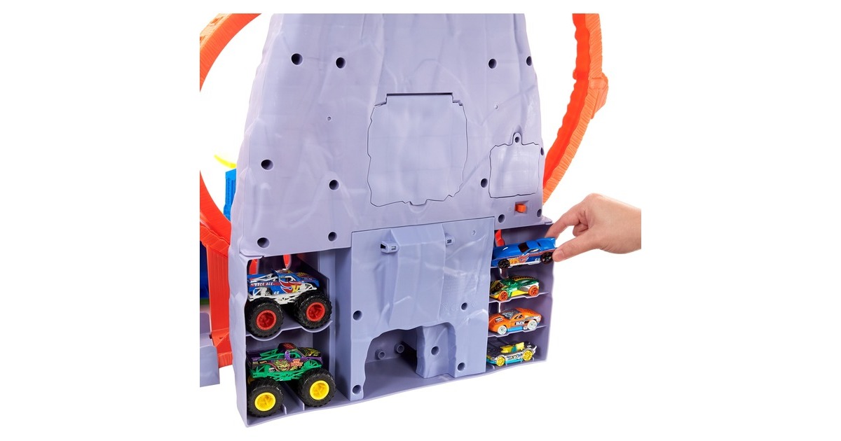 Hot Wheels Monster Trucks T-Rex Vulkanarena Spielset, Rennbahn