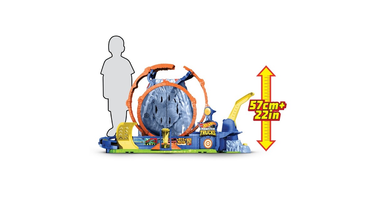 Hot Wheels Monster Trucks T-Rex Vulkanarena Spielset, Rennbahn
