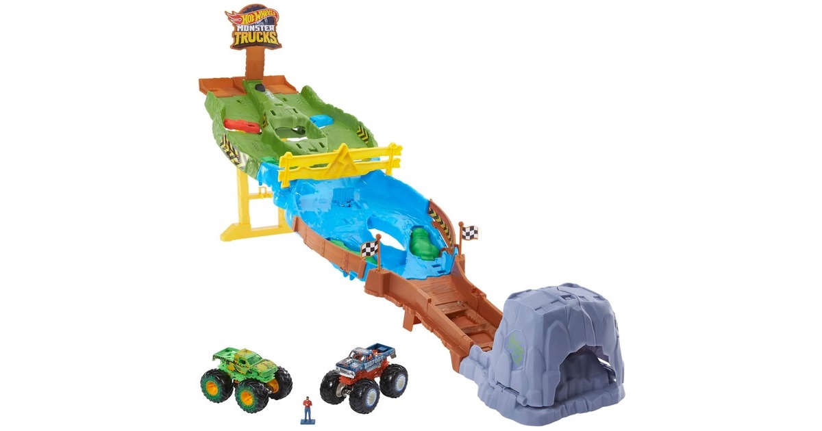 Hot Wheels Monster Trucks Wettkampf Rennstrecke, Rennbahn(Inkl. 2 Spielzeugautos)