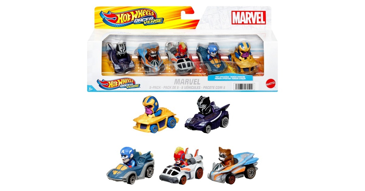Hot Wheels Racerverse Marvel 5er-Pack, Spielfahrzeug