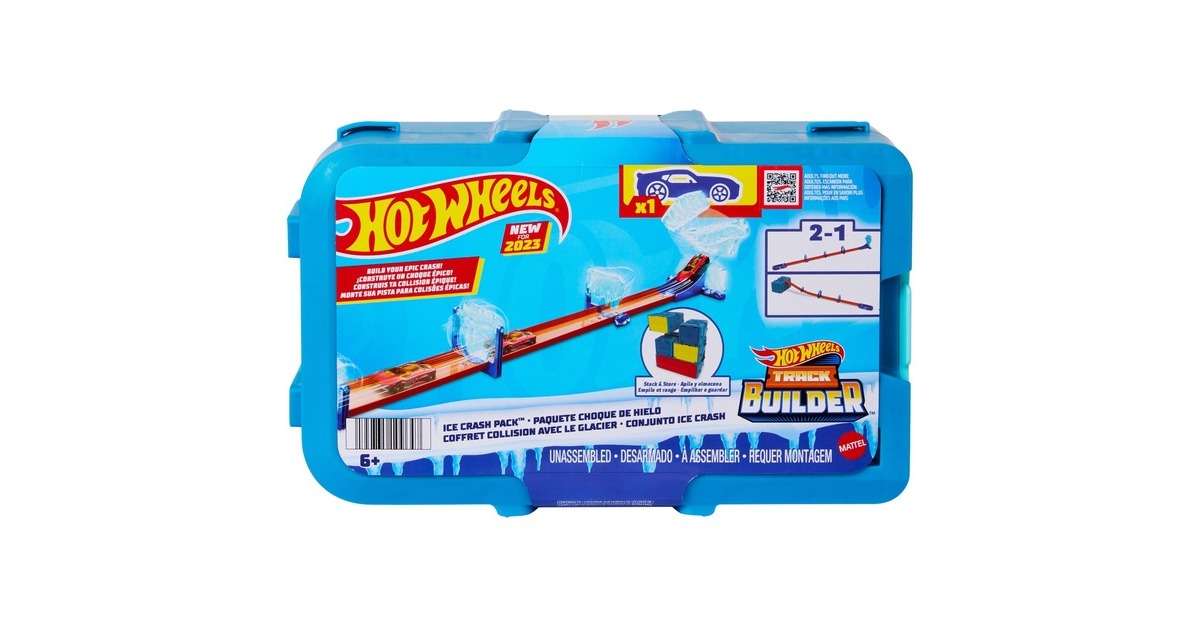 Hot Wheels Track Builder Ice Crash Pack, Rennbahn(inkl. 1 Spielzeugauto)