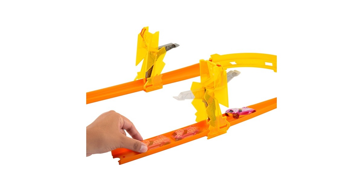 Hot Wheels Track Builder Lightning Boost Pack, Rennbahn(inkl. 1 Spielzeugauto)