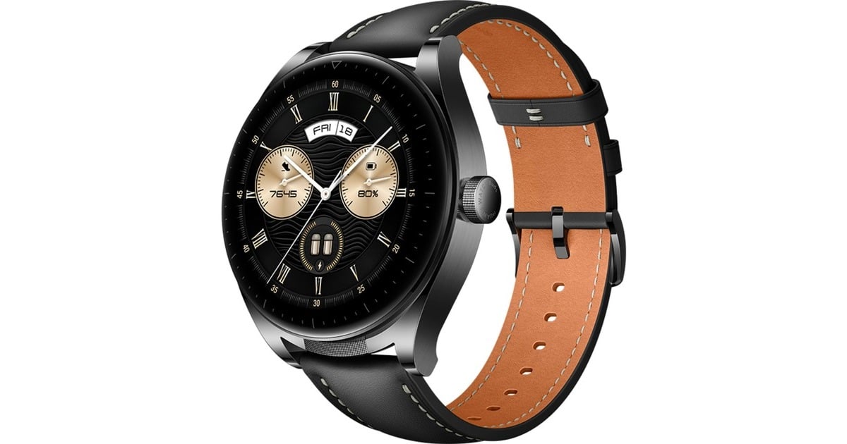 Huawei Watch Buds (Saga-B19T), Smartwatch(schwarz, schwarzes Lederamband, inkl. Kopfhörer, Outlet)