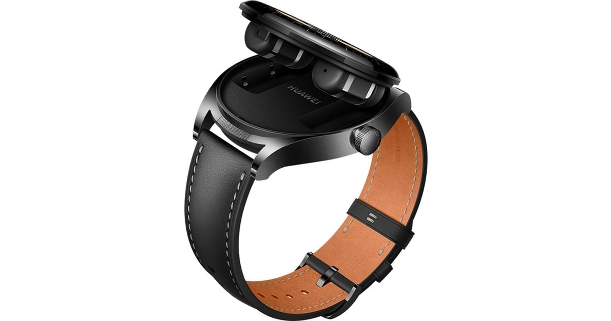 Huawei Watch Buds (Saga-B19T), Smartwatch(schwarz, schwarzes Lederamband, inkl. Kopfhörer, Outlet)