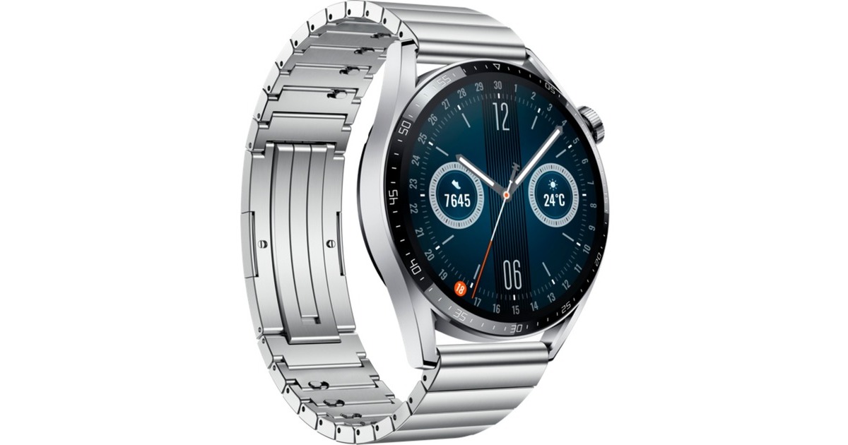 Huawei Watch GT3 46mm (Jupiter B29T), Smartwatch(silber, Edelstahlarmband)