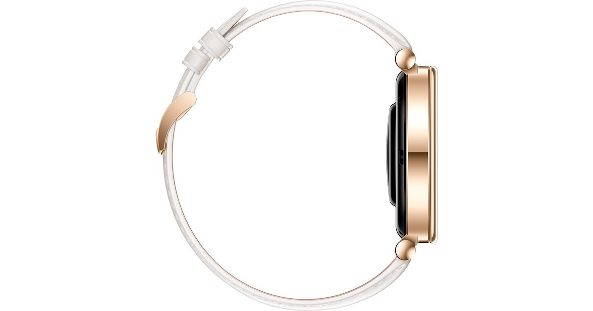 Huawei Watch GT4 41mm (Aurora-B19L), Smartwatch(gold/weiß, weiß-braunes Lederarmband)