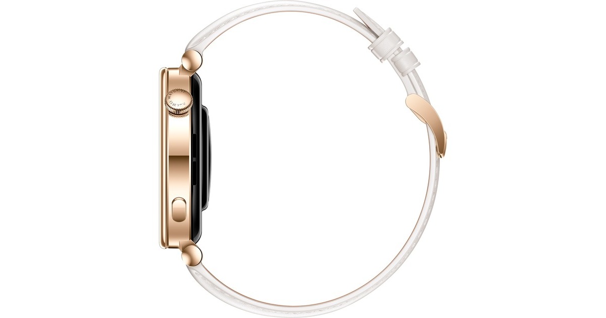 Huawei Watch GT4 41mm (Aurora-B19L), Smartwatch(gold/weiß, weiß-braunes Lederarmband)