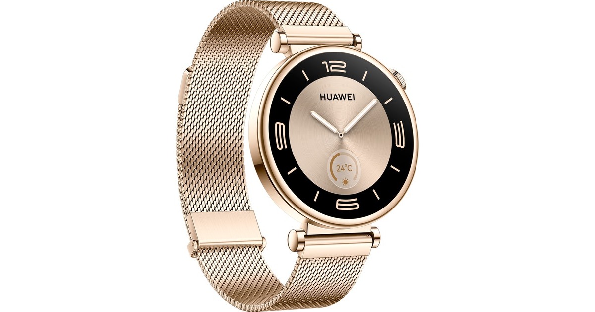 Huawei Watch GT4 41mm (Aurora-B19M), Smartwatch(gold/weiß, goldenes Milanese-Armband)
