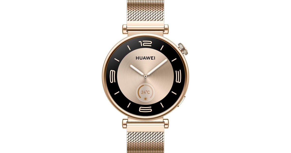 Huawei Watch GT4 41mm (Aurora-B19M), Smartwatch(gold/weiß, goldenes Milanese-Armband)