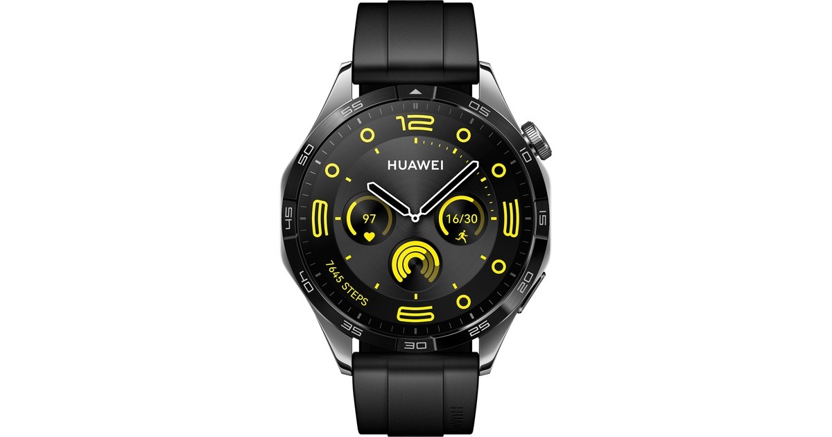 Huawei Watch GT4 46mm (Phoinix-B19F), Smartwatch(schwarz, schwarzes Fluorelastomer-Armband)