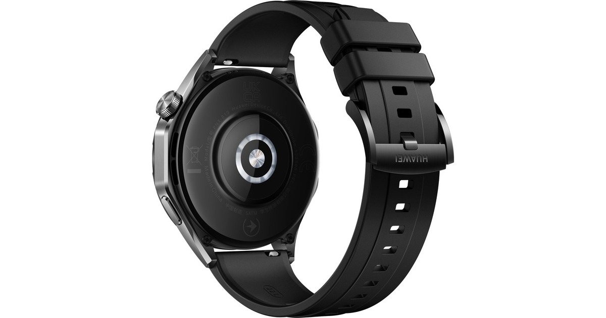Huawei Watch GT4 46mm (Phoinix-B19F), Smartwatch(schwarz, schwarzes Fluorelastomer-Armband)