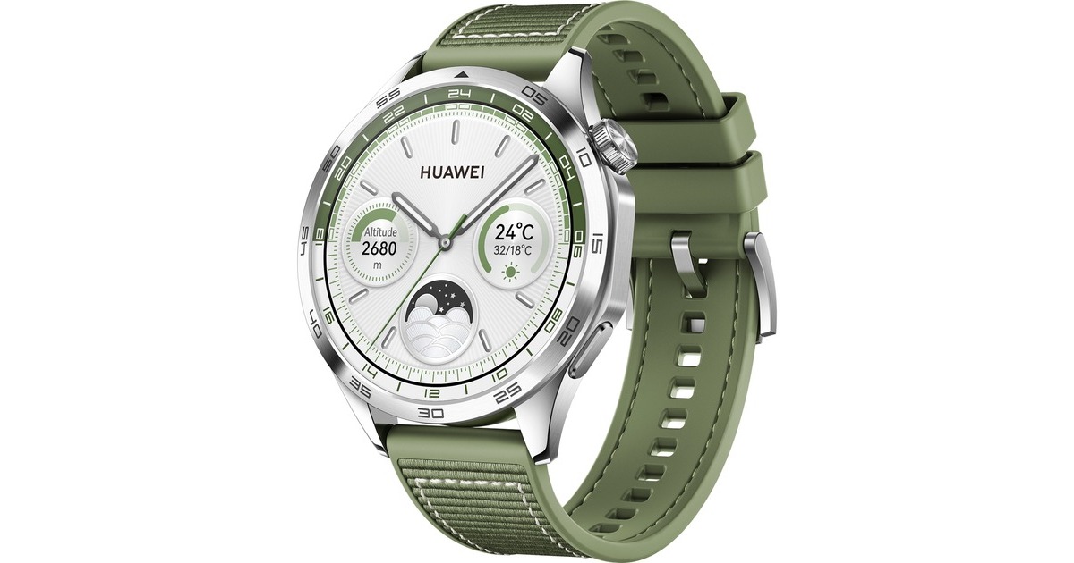 Huawei Watch GT4 46mm (Phoinix-B19W), Smartwatch(grün, gewebtes Armband)