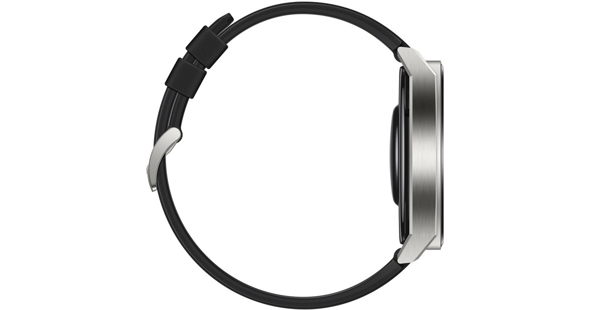 Huawei Watch GT 3 Pro Titanium, Smartwatch(titan, 46mm; Armband: schwarzes Fluorelastomer-Armband)