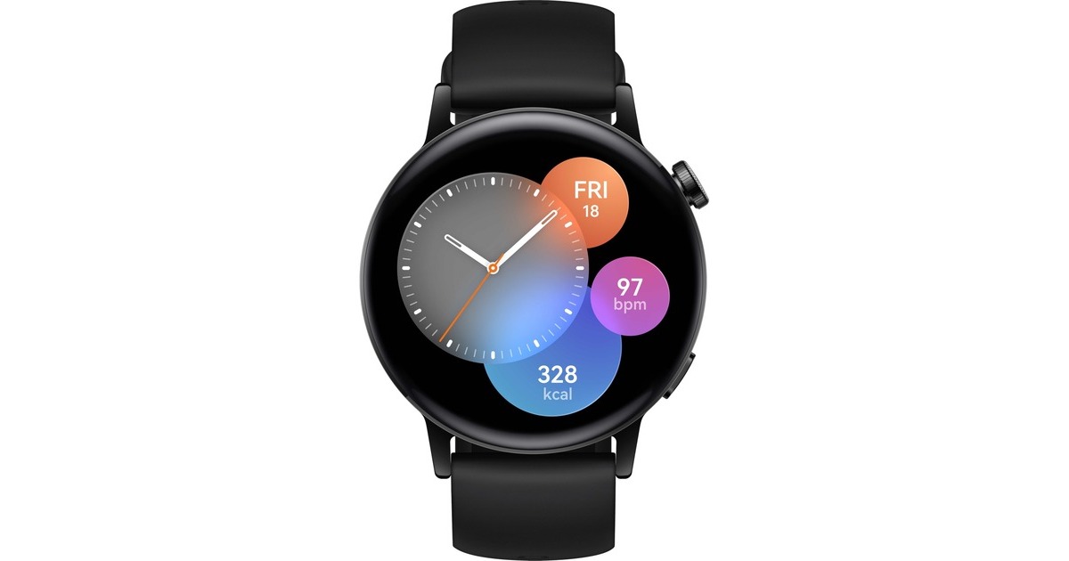 Huawei Watch GT 3, Smartwatch(schwarz, 42mm; Armband: Black, Fluorelastomer)