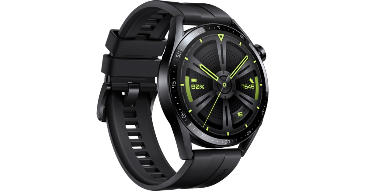Huawei Watch GT 3, Smartwatch(schwarz, 46mm; Armband: Black, Fluorelastomer)
