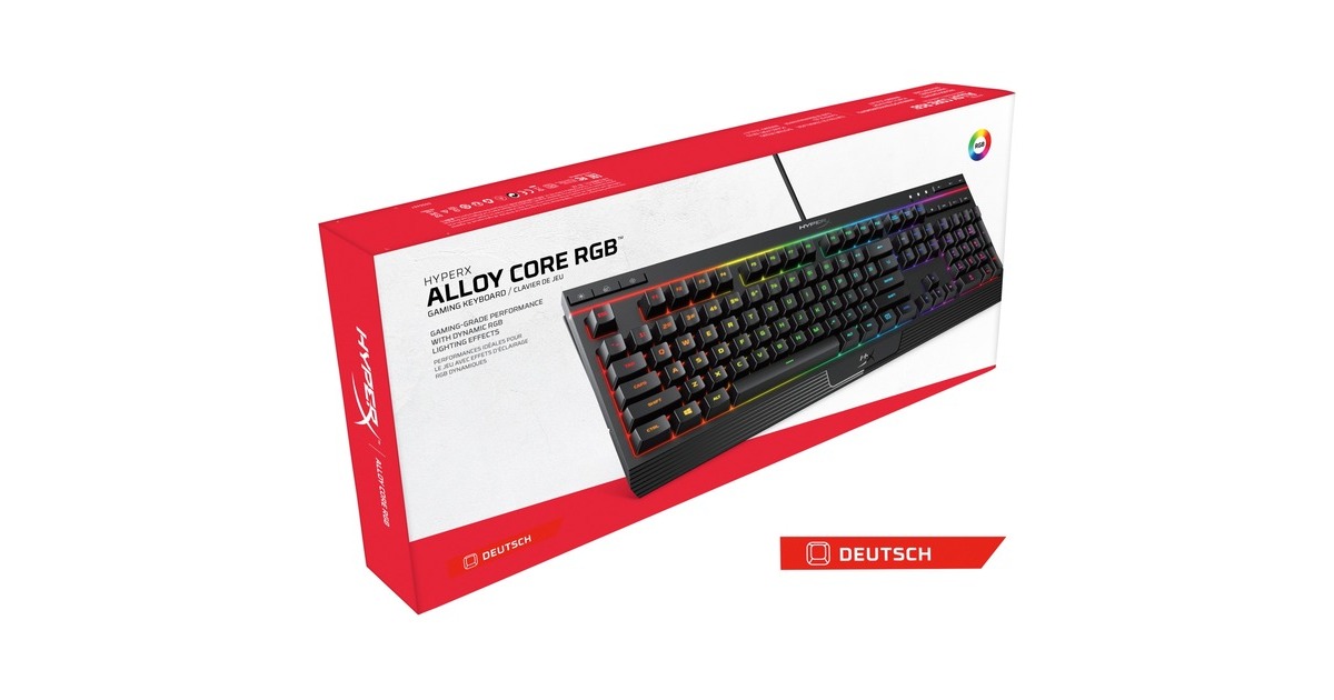 HyperX Alloy Core RGB, Gaming-Tastatur(schwarz, DE-Layout, Membran)