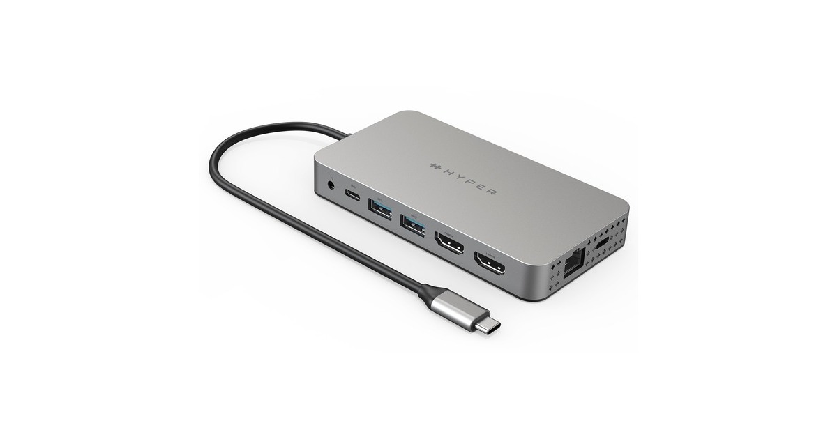 Hyper Dual 4K HDMI 10-in-1 USB-C, Dockingstation(silber, USB-C, HDMI, USB-A)