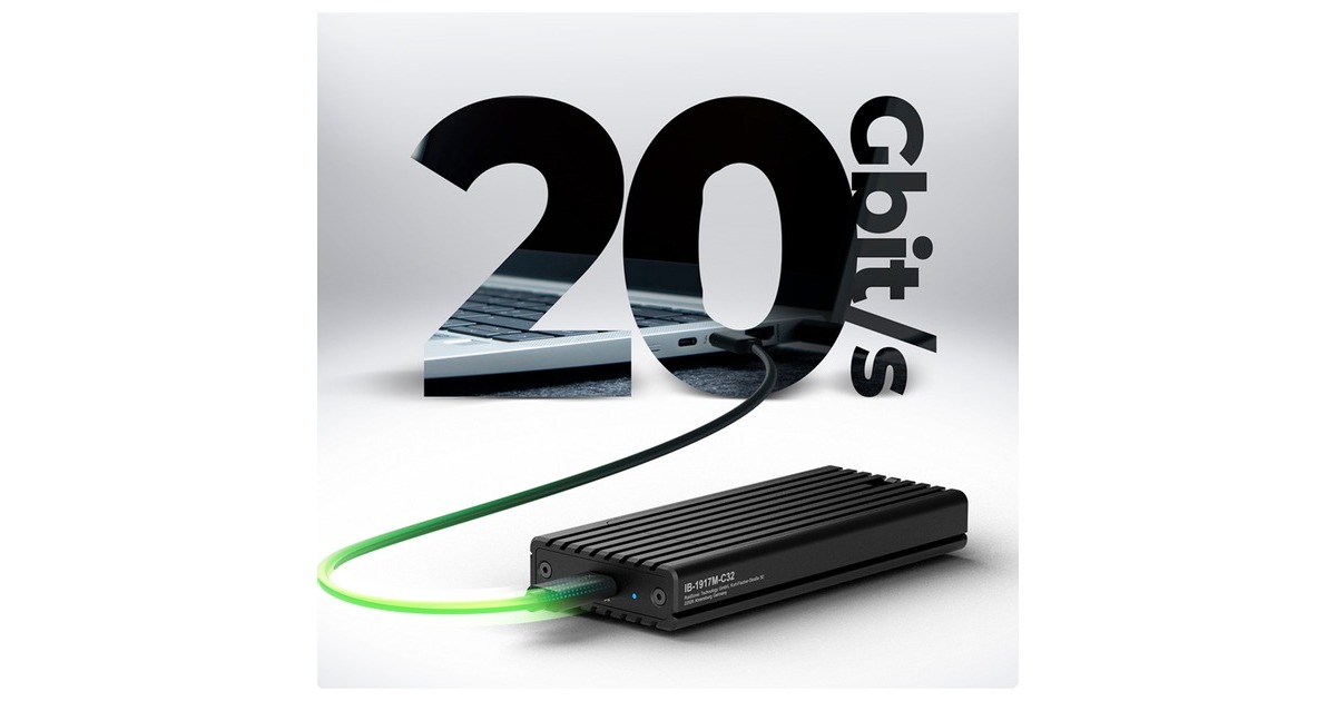 ICY BOX IB-1917M-C32, Laufwerksgehäuse(schwarz, USB 3.2 Gen 2x2 Type-C Gehäuse für M.2)